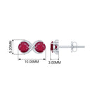 1 CT Simple Ruby Two Stone Infinity Stud Earrings Ruby - ( AAA ) - Quality - Rosec Jewels