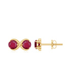 1 CT Simple Ruby Two Stone Infinity Stud Earrings Ruby - ( AAA ) - Quality - Rosec Jewels