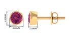 Bezel Set Pink Tourmaline Solitaire Stud Earrings Pink Tourmaline - ( AAA ) - Quality - Rosec Jewels