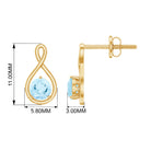 4 MM Aquamarine Solitaire and Gold Infinity Stud Earrings Aquamarine - ( AAA ) - Quality - Rosec Jewels