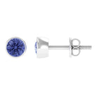 8 MM Round Cut Tanzanite Solitaire Stud Earrings in Bezel Setting Tanzanite - ( AAA ) - Quality - Rosec Jewels