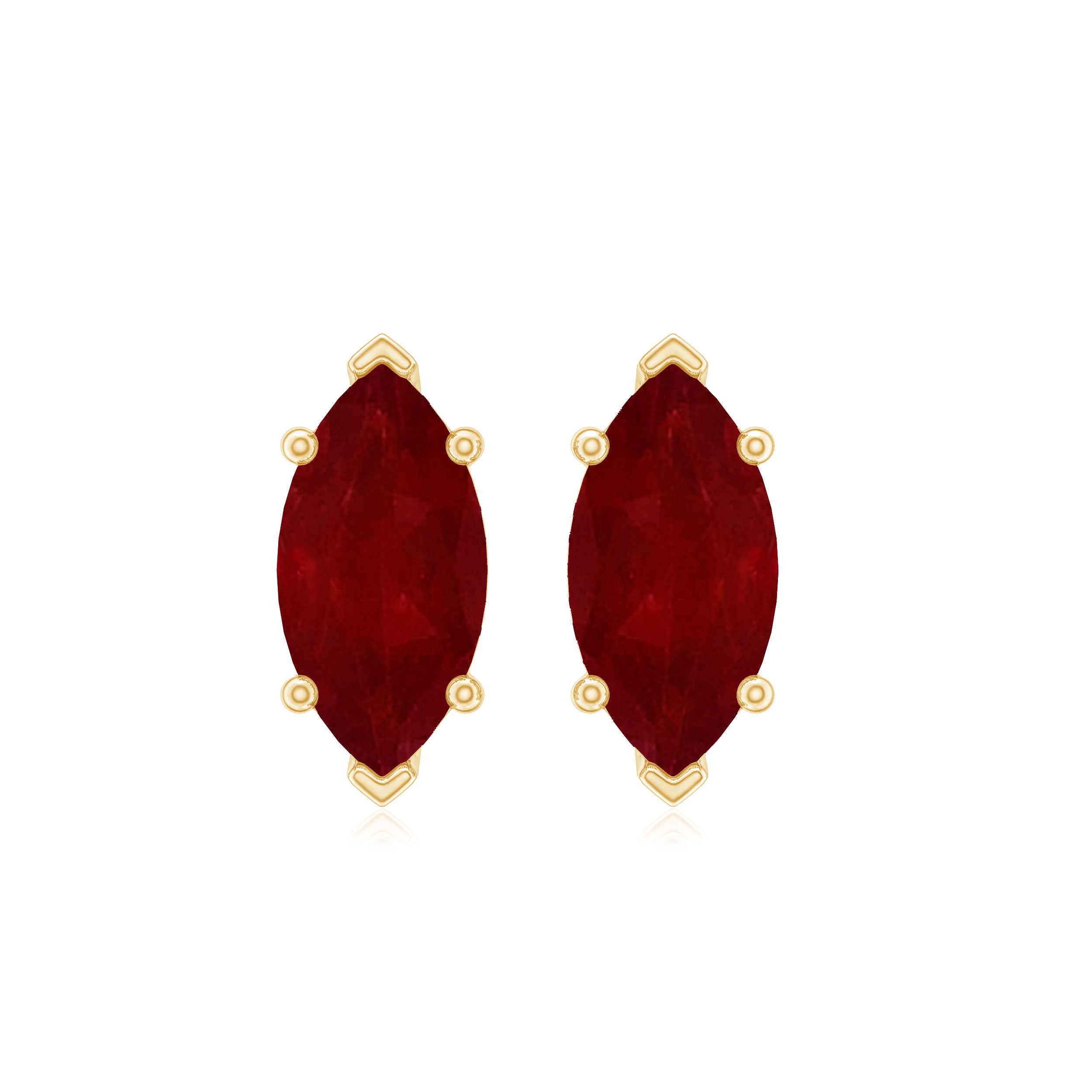 Marquise Cut Ruby Solitaire Stud Earrings with Screw Back Ruby - ( AAA ) - Quality - Rosec Jewels