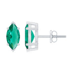 8X4 MM Marquise Cut Created Emerald Solitaire Stud Earring Lab Created Emerald - ( AAAA ) - Quality - Rosec Jewels