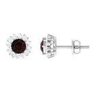 1 CT Garnet and Diamond Classic Halo Stud Earrings with Screw Back Garnet - ( AAA ) - Quality - Rosec Jewels