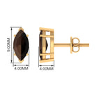 Marquise Cut Smoky Quartz Solitaire Stud Earrings Smoky Quartz - ( AAA ) - Quality - Rosec Jewels