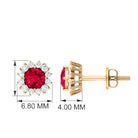 1.75 CT Lab Created Ruby Classic Stud Earring with Diamond Halo Lab Created Ruby - ( AAAA ) - Quality - Rosec Jewels