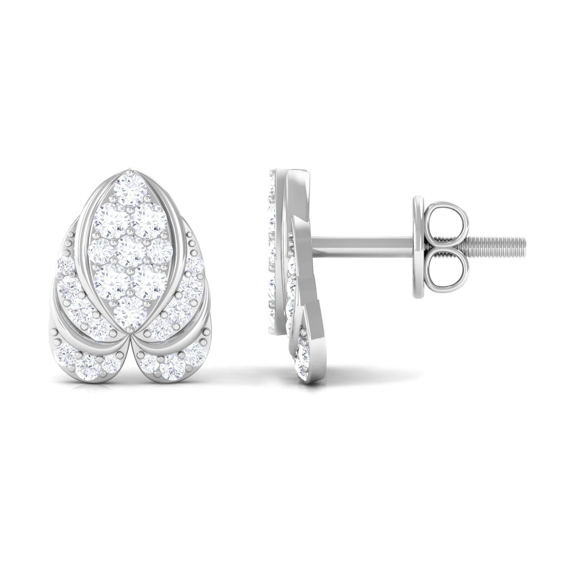 1/2 CT Round Diamond Antique Heart Stud Earrings Diamond - ( HI-SI ) - Color and Clarity - Rosec Jewels