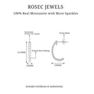 Certified Moissanite Simple Hoop Earrings Moissanite - ( D-VS1 ) - Color and Clarity - Rosec Jewels