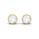 Bezel Set Moissanite Solitaire Stud Earrings Moissanite - ( D-VS1 ) - Color and Clarity - Rosec Jewels