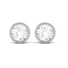 1 CT Moissanite Solitaire Stud Earrings in Bezel Setting Moissanite - ( D-VS1 ) - Color and Clarity - Rosec Jewels