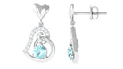 Solitaire Sky Blue Topaz Heart Drop Earrings with Diamond Accent Sky Blue Topaz - ( AAA ) - Quality - Rosec Jewels