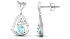 Solitaire Sky Blue Topaz Heart Drop Earrings with Diamond Accent Sky Blue Topaz - ( AAA ) - Quality - Rosec Jewels