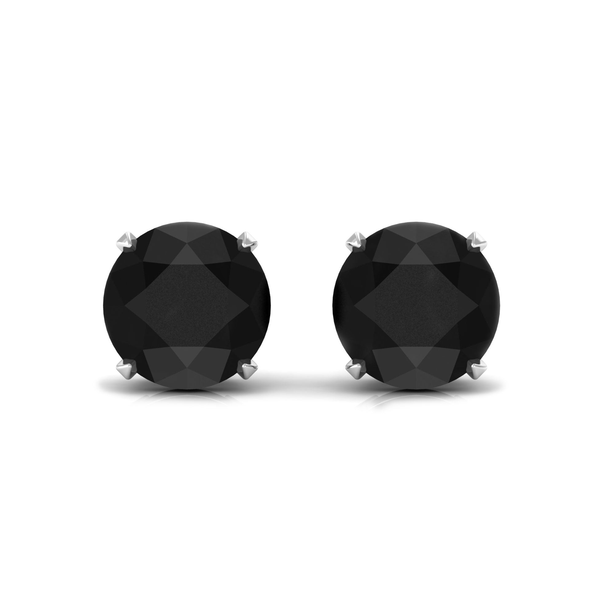 5 MM Round Black Onyx Solitaire Stud Earrings in Claw Setting Black Onyx - ( AAA ) - Quality - Rosec Jewels