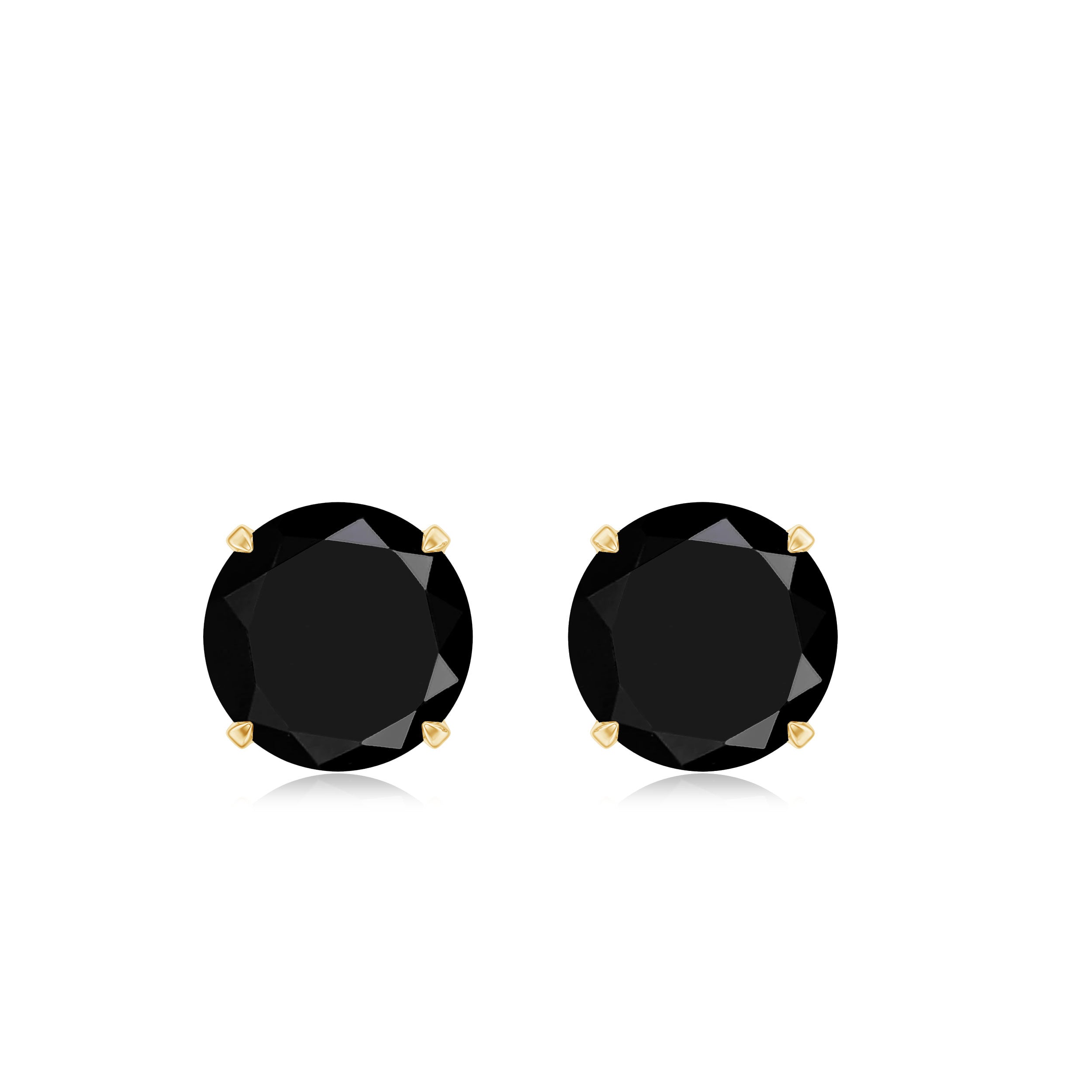 5 MM Round Black Diamond Solitaire Stud Earrings in Claw Setting Black Diamond - ( AAA ) - Quality - Rosec Jewels