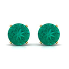 Natural Emerald Solitaire Stud Earrings Emerald - ( AAA ) - Quality - Rosec Jewels