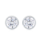 Bezel Set Round Shape Diamond Solitaire Stud Earrings Diamond - ( HI-SI ) - Color and Clarity - Rosec Jewels