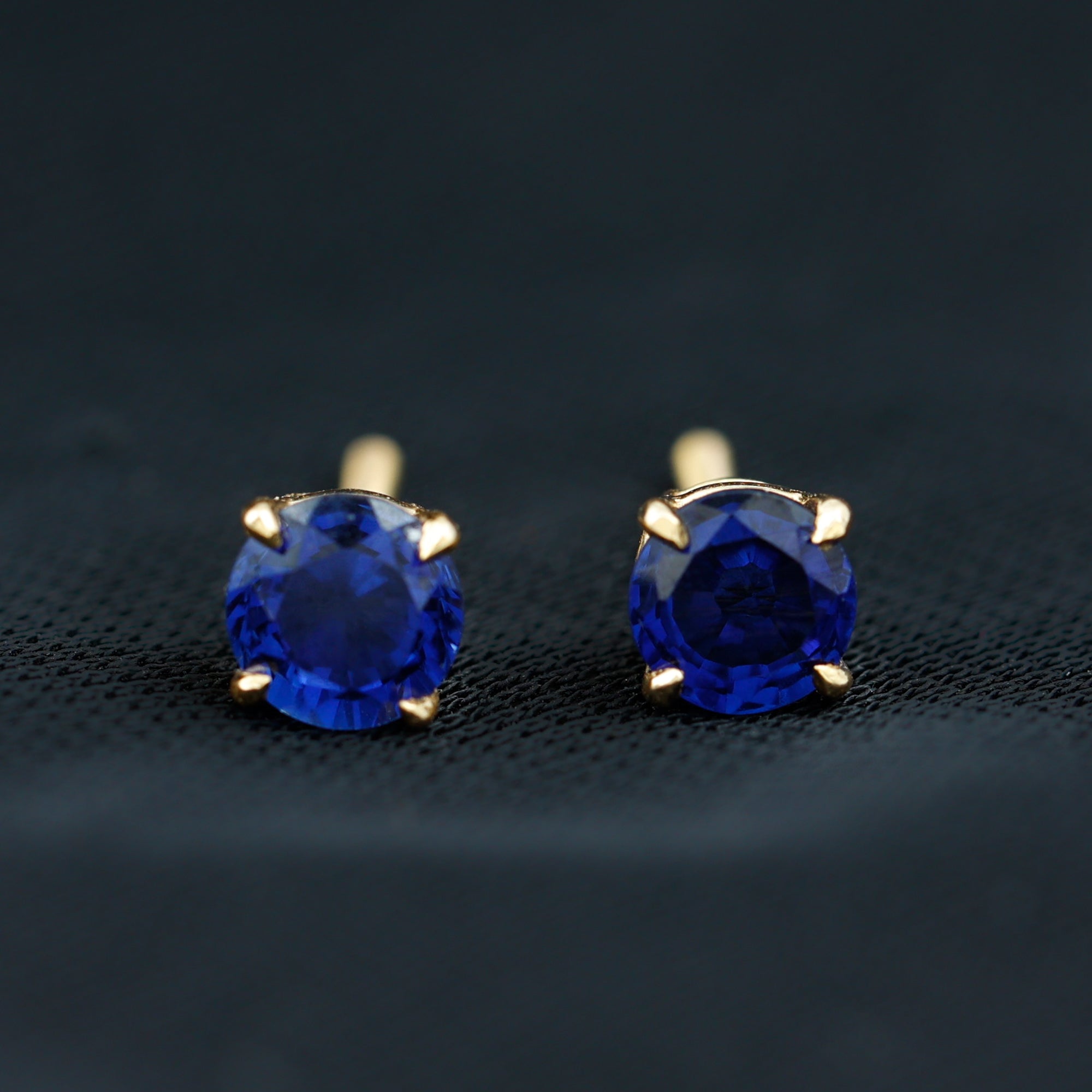 1.25 CT Round Created Blue Sapphire Solitaire Stud Earrings Lab Created Blue Sapphire - ( AAAA ) - Quality - Rosec Jewels