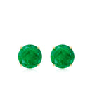 Round Shape Emerald Solitaire Stud Earrings Emerald - ( AAA ) - Quality - Rosec Jewels