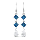 2.75 CT London Blue Topaz and Diamond Drop Dangle Earrings London Blue Topaz - ( AAA ) - Quality - Rosec Jewels