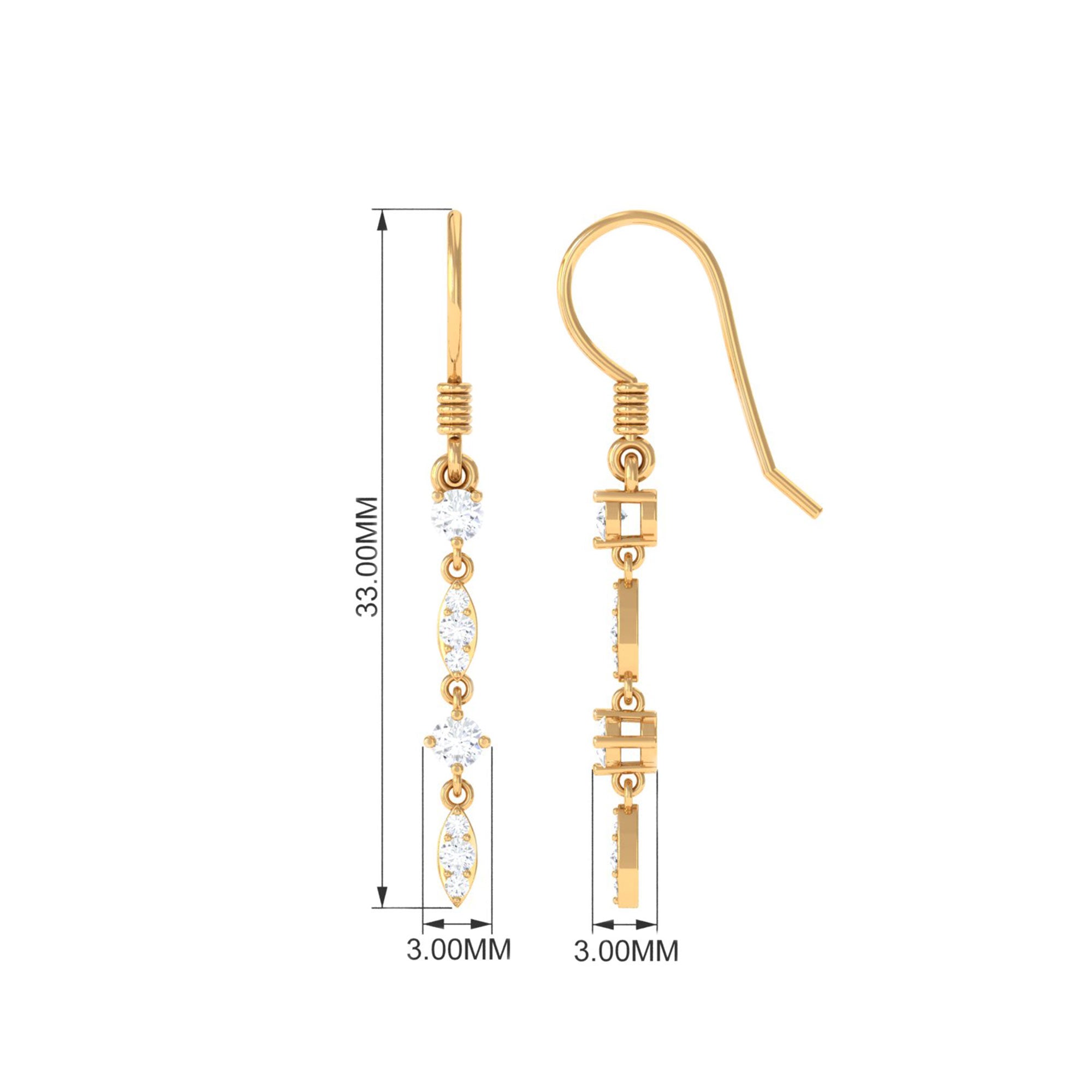 1/2 CT Natural Diamond Simple Dangle Earrings in Gold Diamond - ( HI-SI ) - Color and Clarity - Rosec Jewels