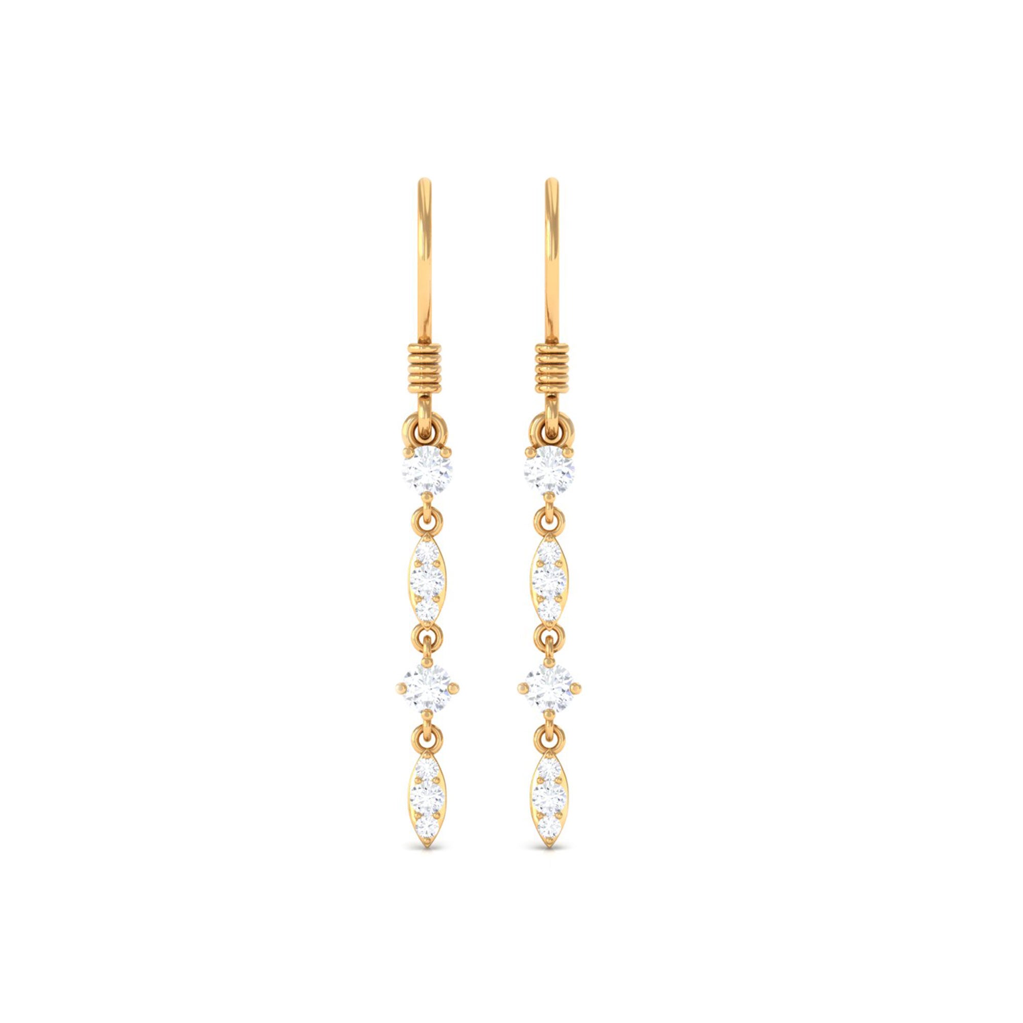 1/2 CT Natural Diamond Simple Dangle Earrings in Gold Diamond - ( HI-SI ) - Color and Clarity - Rosec Jewels