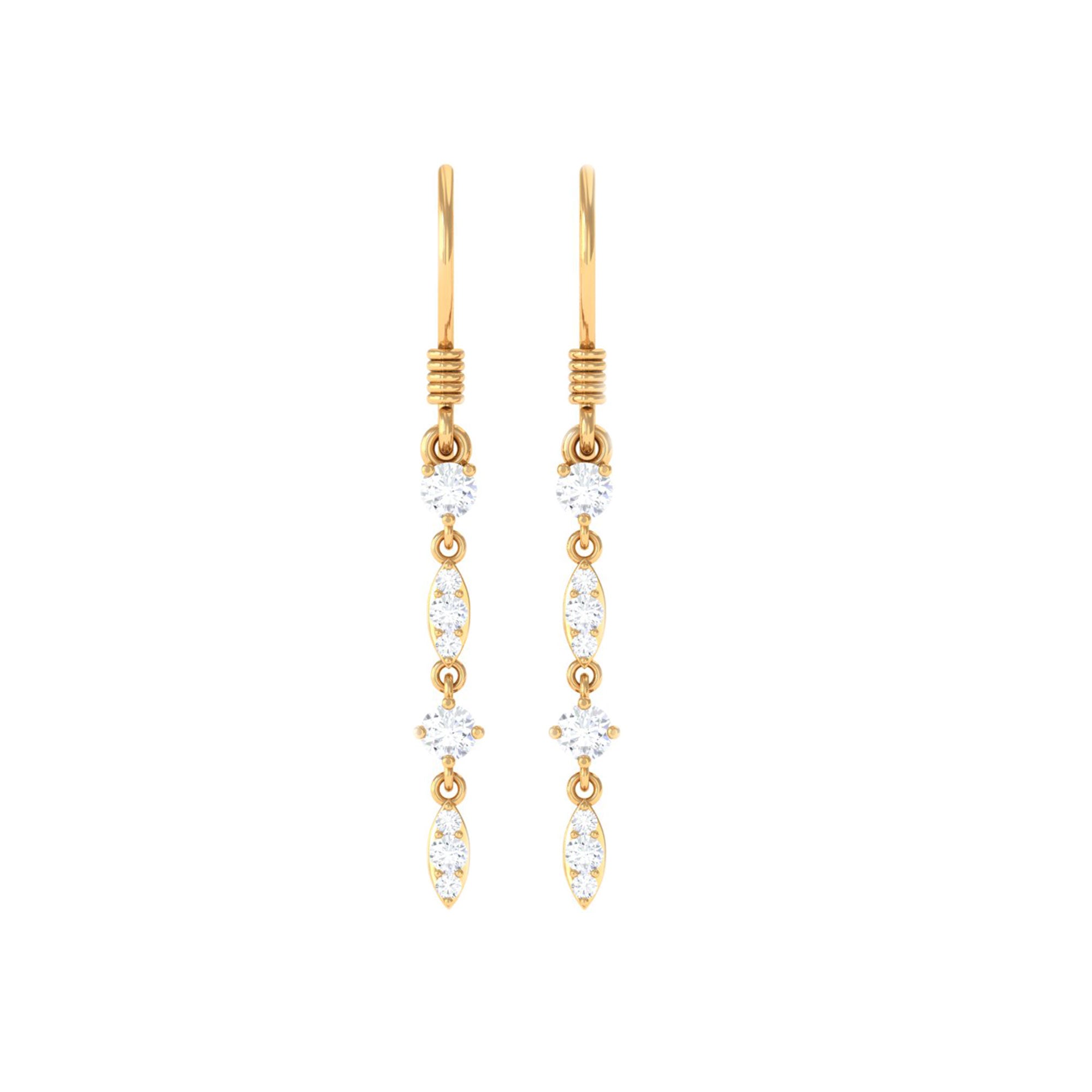 1/2 CT Natural Diamond Simple Dangle Earrings in Gold Diamond - ( HI-SI ) - Color and Clarity - Rosec Jewels