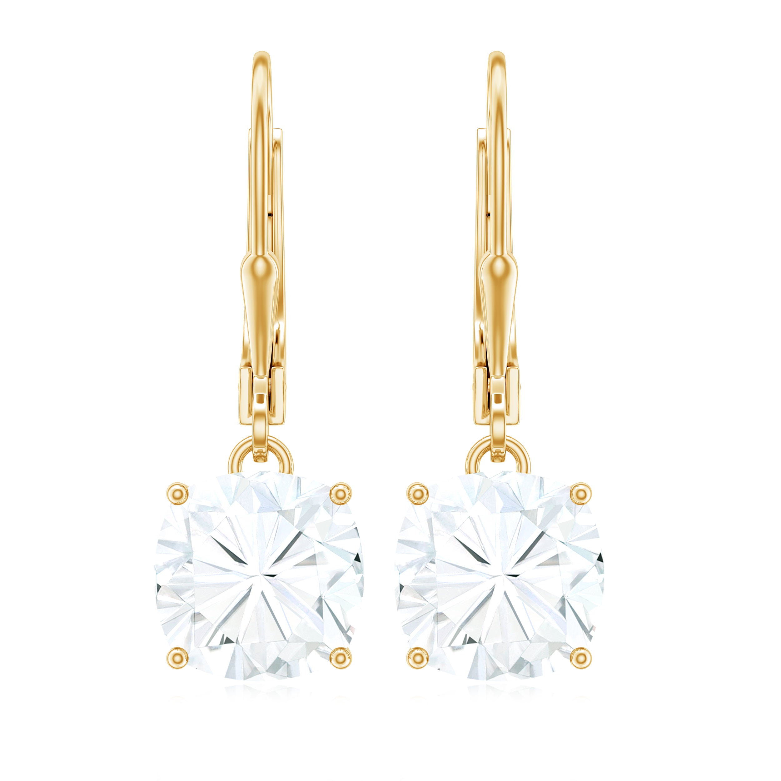 Cushion Cut Moissanite Solitaire Drop Earrings Moissanite - ( D-VS1 ) - Color and Clarity - Rosec Jewels