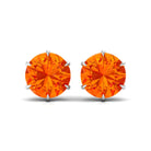 6 Claw Set Round Created Orange Sapphire Solitaire Stud Earrings Lab Created Orange Sapphire - ( AAAA ) - Quality - Rosec Jewels