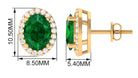 Classic Oval Shaped Lab Grown Emerald and Diamond Halo Stud Earrings Lab Created Emerald - ( AAAA ) - Quality - Rosec Jewels