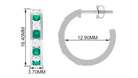 1.25 CT Minimal Emerald and Moissanite Hoop Earrings Emerald - ( AAA ) - Quality - Rosec Jewels