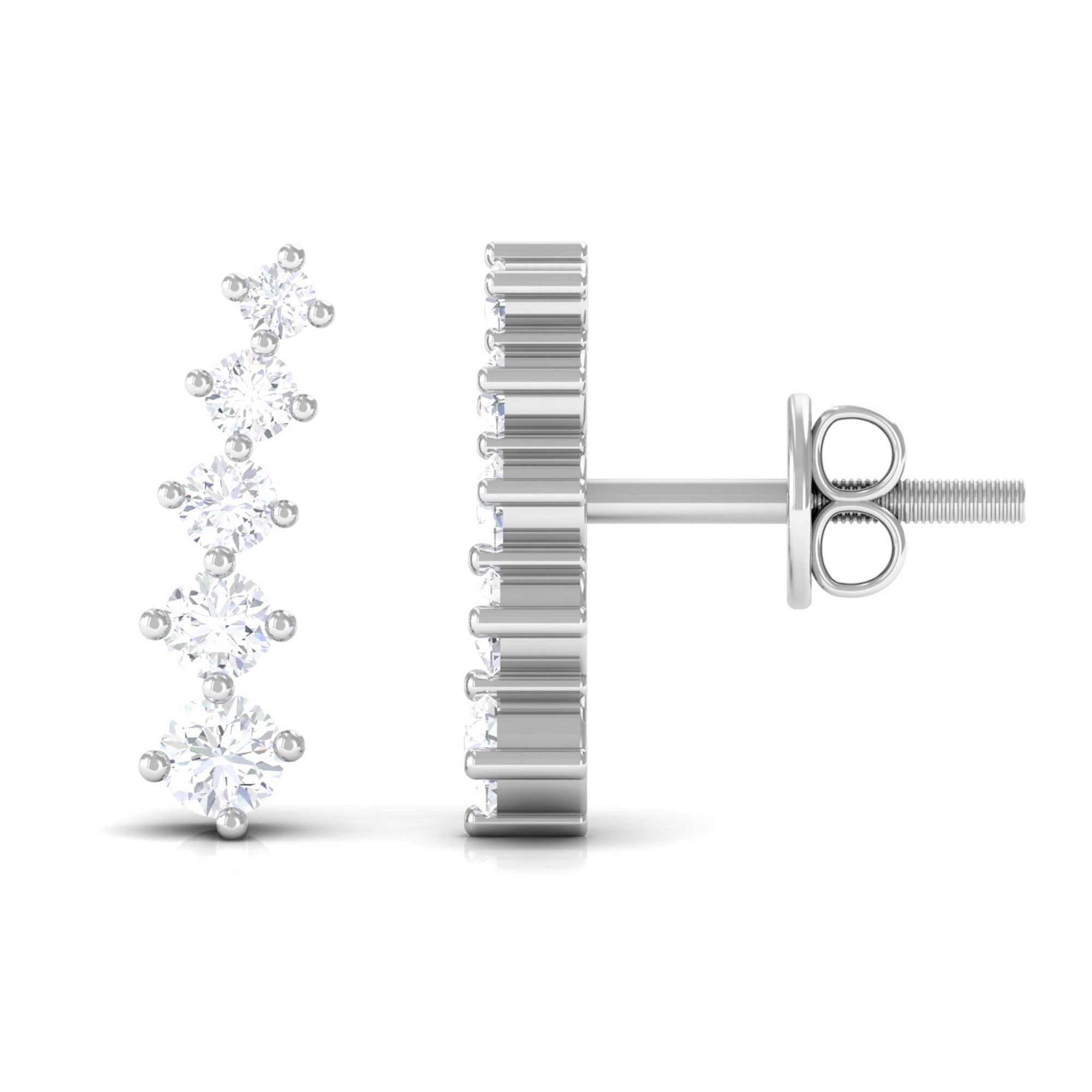 Graduated Style Diamond Climber Earrings Diamond - ( HI-SI ) - Color and Clarity - Rosec Jewels