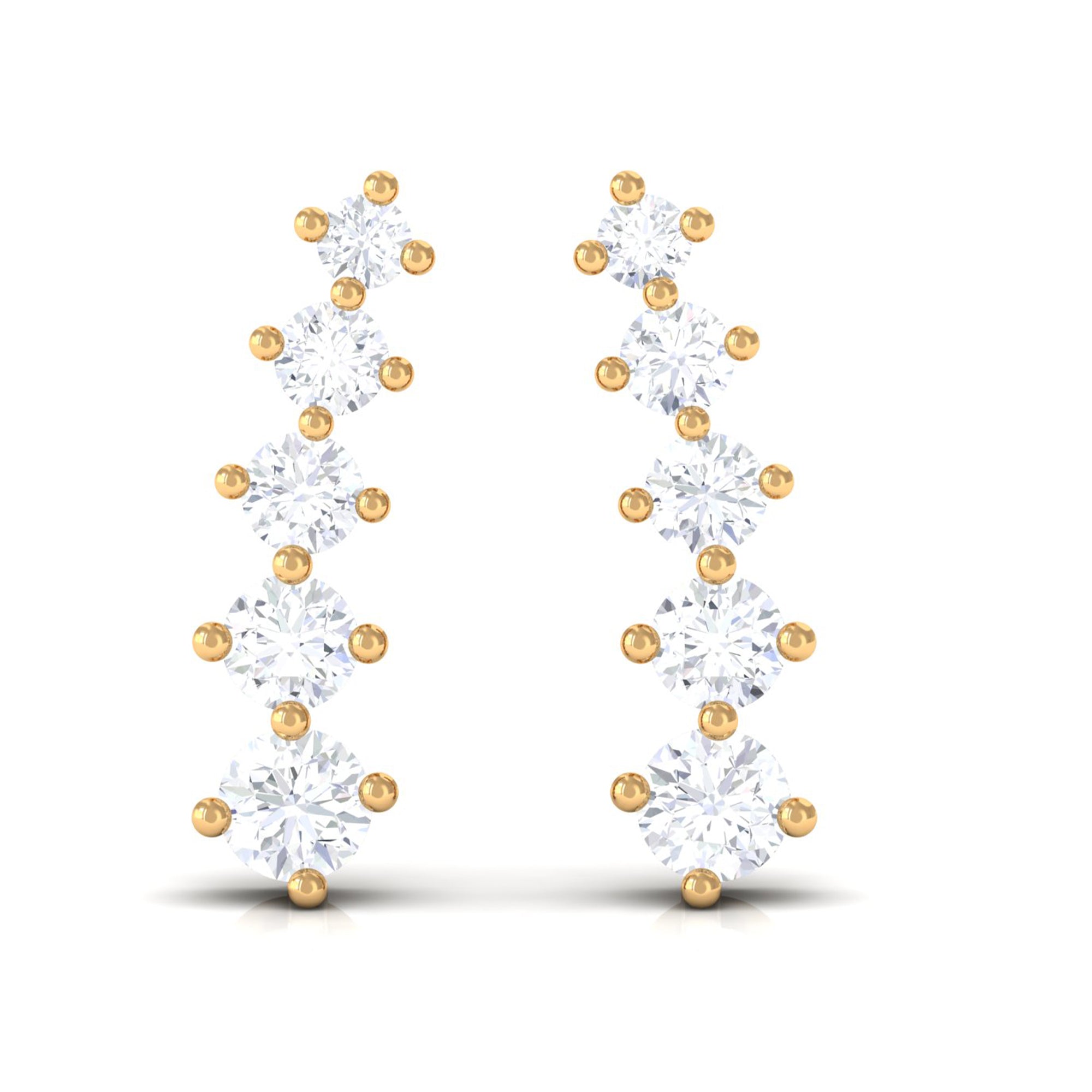 Graduated Style Diamond Climber Earrings Diamond - ( HI-SI ) - Color and Clarity - Rosec Jewels