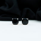 2.75 CT Cushion Cut Black Spinel Solitaire Stud Earrings Black Spinel - ( AAA ) - Quality - Rosec Jewels