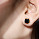 2.75 CT Cushion Cut Black Spinel Solitaire Stud Earrings Black Spinel - ( AAA ) - Quality - Rosec Jewels