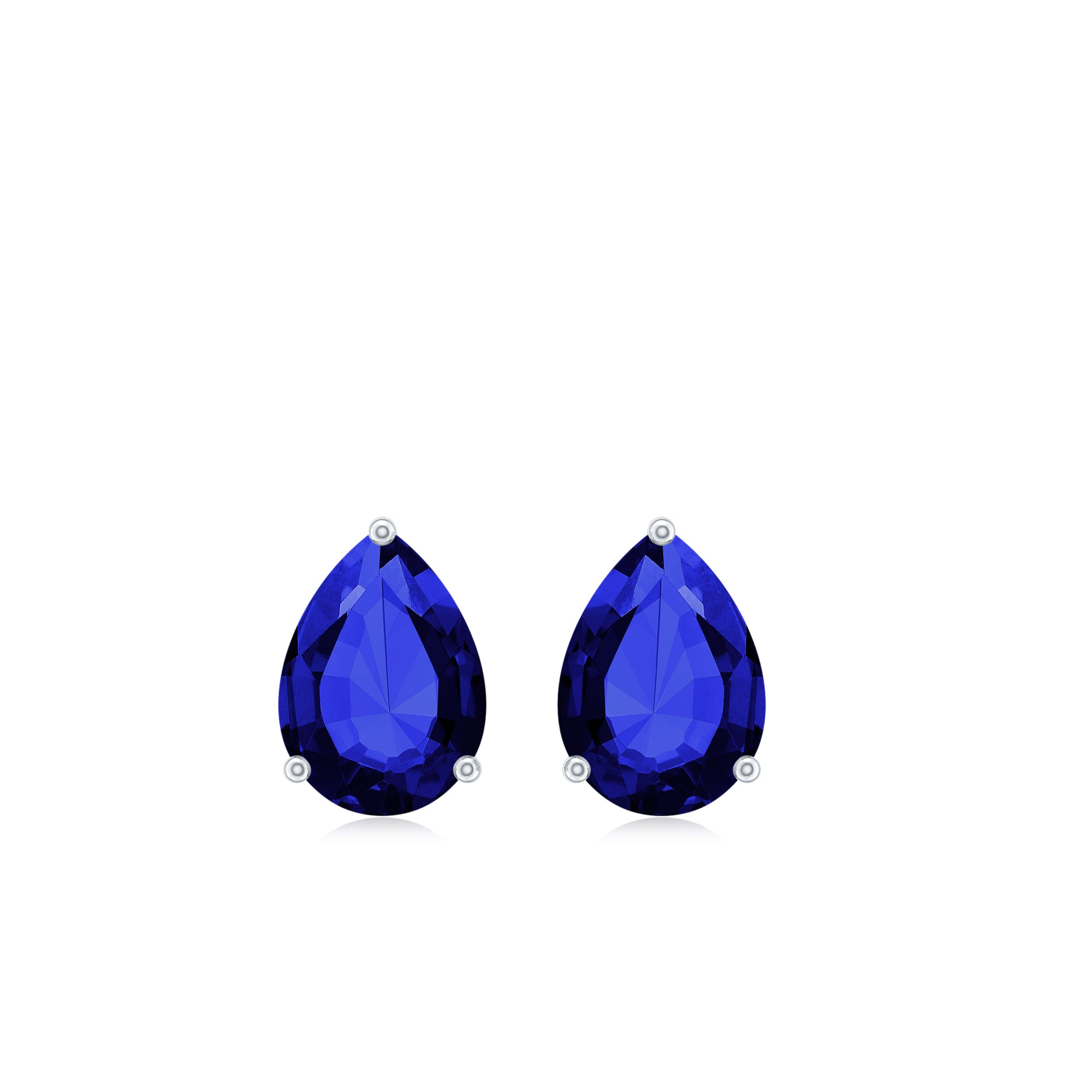 1.5 CT Pear Cut Created Blue Sapphire Solitaire Stud Earrings Lab Created Blue Sapphire - ( AAAA ) - Quality - Rosec Jewels