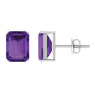 3.25 CT Octagon Cut Amethyst Solitaire Stud Earrings Amethyst - ( AAA ) - Quality - Rosec Jewels