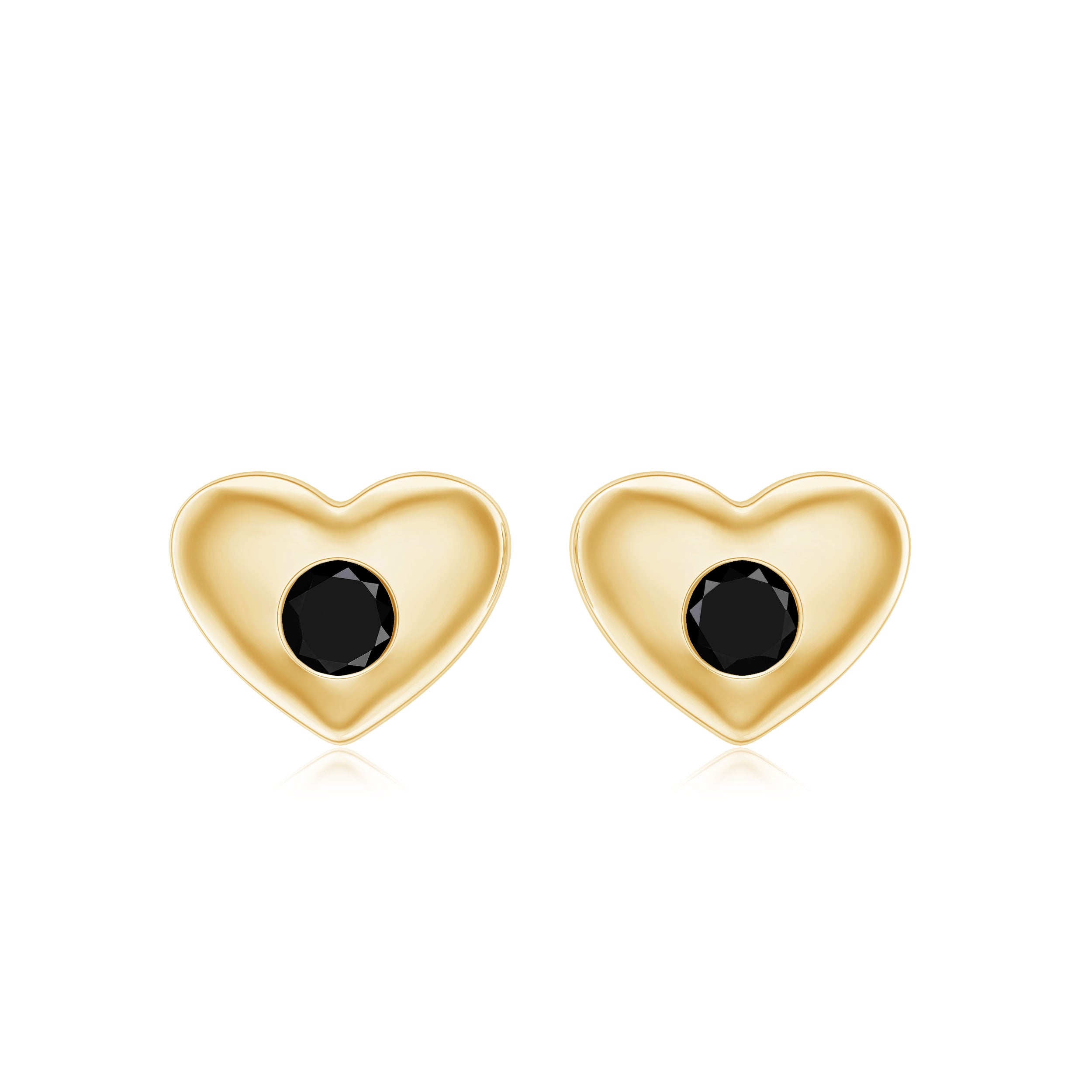 2.50 X 2.50 MM Gypsy Set Black Diamond Gold Heart Stud Earrings Black Diamond - ( AAA ) - Quality - Rosec Jewels