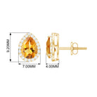 1.50 CT Classic Pear Cut Citrine and Diamond Stud Earrings Citrine - ( AAA ) - Quality - Rosec Jewels