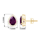 2 CT Classic Pear Cut Rhodolite and Diamond Stud Earrings Rhodolite - ( AAA ) - Quality - Rosec Jewels