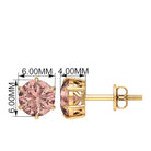 6X6 MM Morganite Solitaire Stud Earring in 6 Claw Prong Setting Morganite - ( AAA ) - Quality - Rosec Jewels