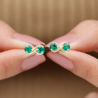 Two Stone Lab Grown Emerald Infinity Stud Earrings Lab Created Emerald - ( AAAA ) - Quality - Rosec Jewels