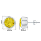 Natural Yellow Sapphire Solitaire Stud Earrings in Bezel Setting Yellow Sapphire - ( AAA ) - Quality - Rosec Jewels