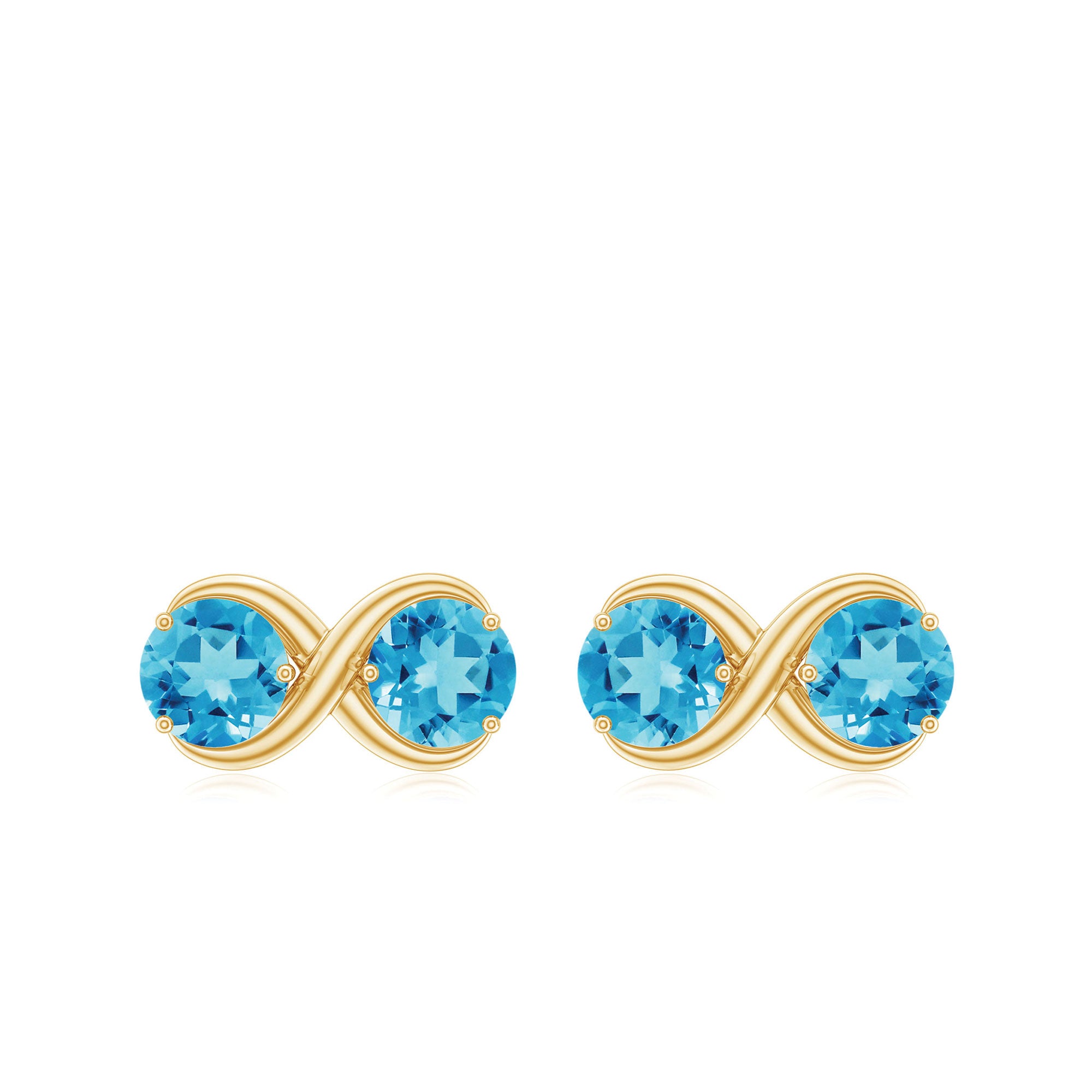 1 CT Simple Swiss Blue Topaz Two Stone Infinity Stud Earrings Swiss Blue Topaz - ( AAA ) - Quality - Rosec Jewels