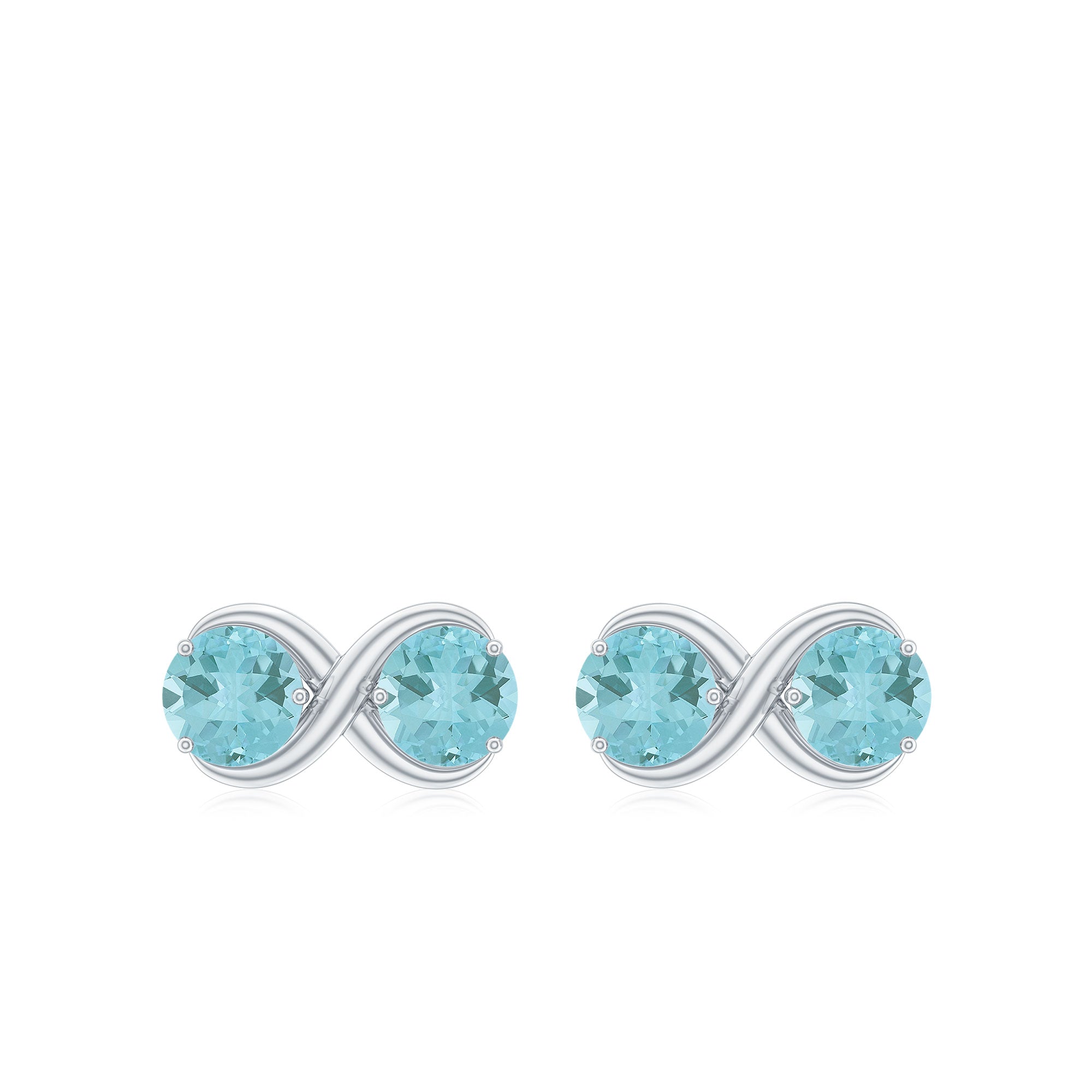 1 CT Simple Sky Blue Topaz Two Stone Infinity Stud Earrings Sky Blue Topaz - ( AAA ) - Quality - Rosec Jewels