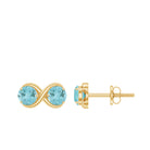 1 CT Simple Sky Blue Topaz Two Stone Infinity Stud Earrings Sky Blue Topaz - ( AAA ) - Quality - Rosec Jewels