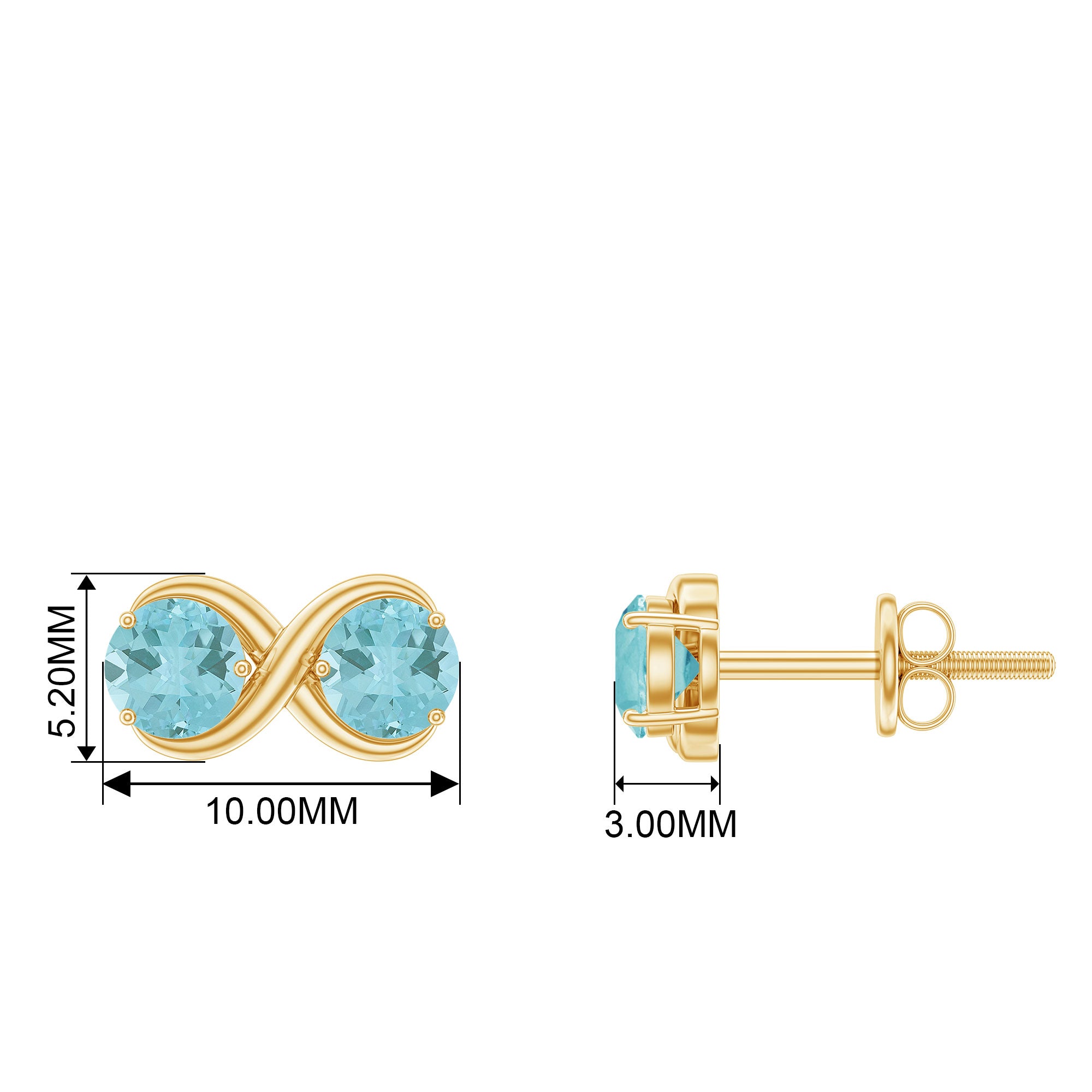 1 CT Simple Sky Blue Topaz Two Stone Infinity Stud Earrings Sky Blue Topaz - ( AAA ) - Quality - Rosec Jewels