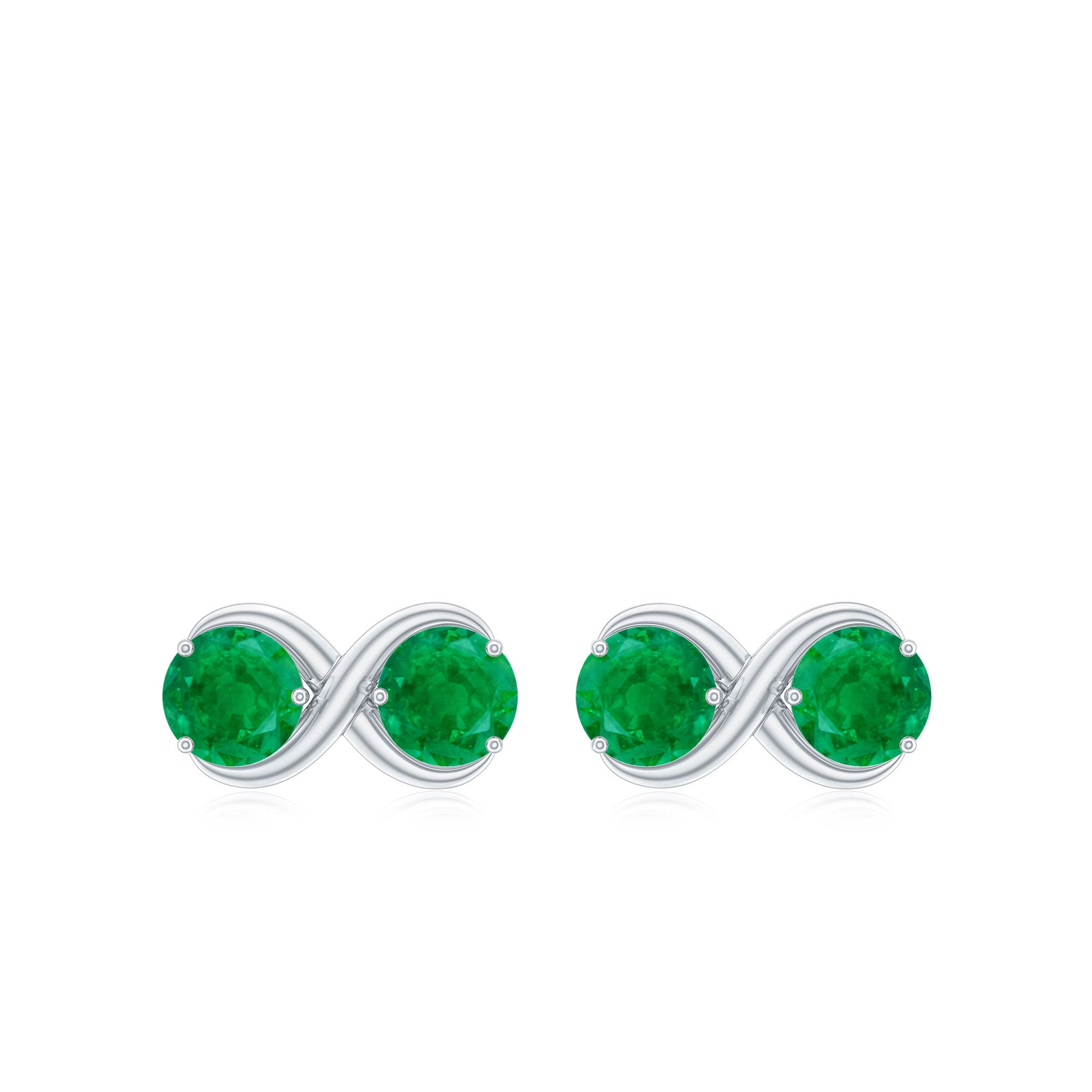 1.25 CT Simple Emerald Two Stone Infinity Stud Earrings Emerald - ( AAA ) - Quality - Rosec Jewels