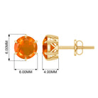 2.25 CT Fire Opal Claw Set Solitaire Stud Fire Opal - ( AAA ) - Quality - Rosec Jewels