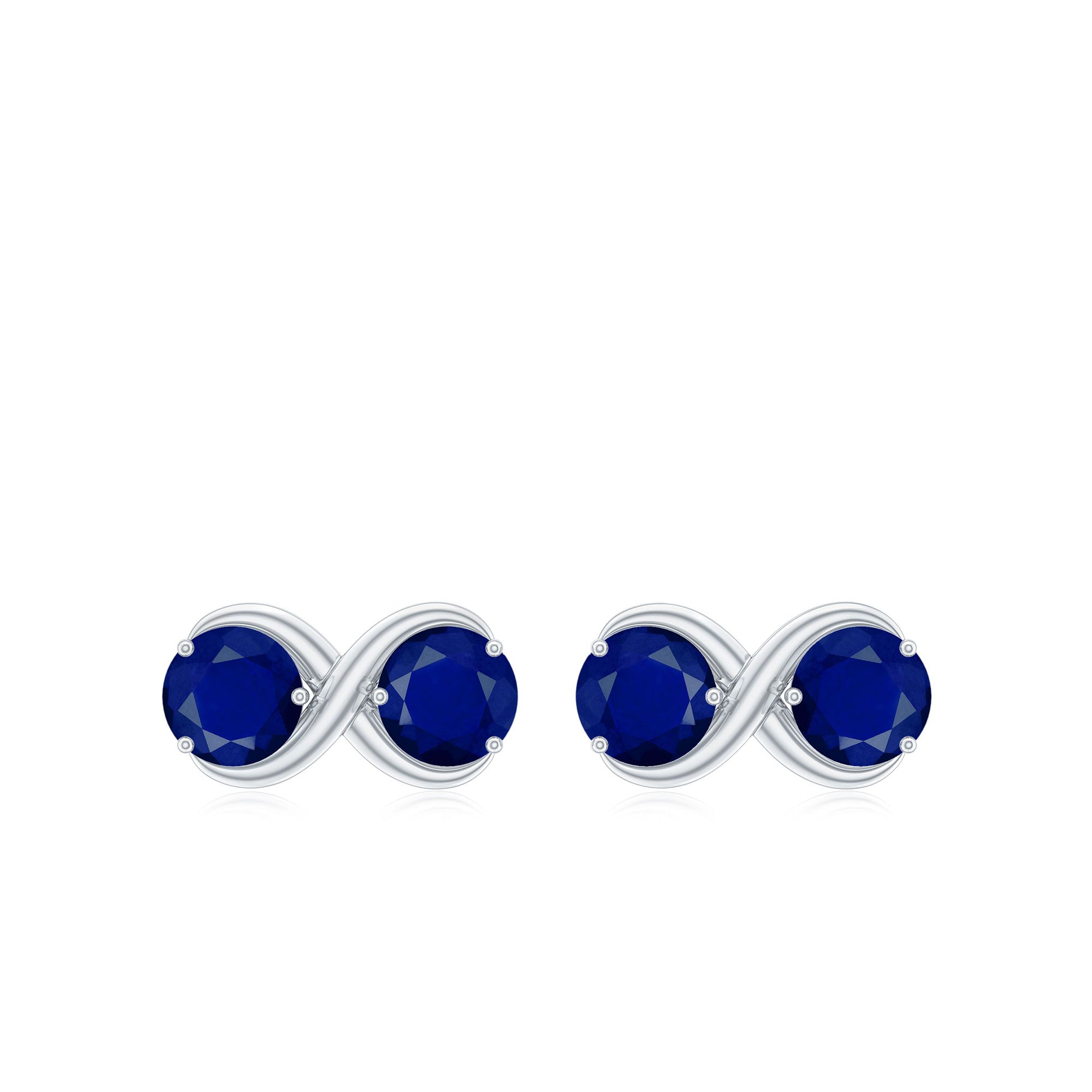 1.50 CT Simple Blue Sapphire Two Stone Infinity Stud Earrings Blue Sapphire - ( AAA ) - Quality - Rosec Jewels