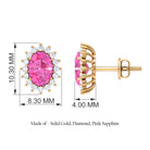 Oval Cut Pink Sapphire and Diamond Halo Stud Earrings Pink Sapphire - ( AAA ) - Quality - Rosec Jewels